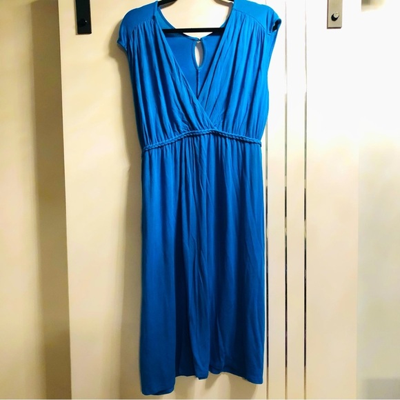 Other - 2X Beach Cover Up Blue Jersey Knit Surplice Braided self tie Dress